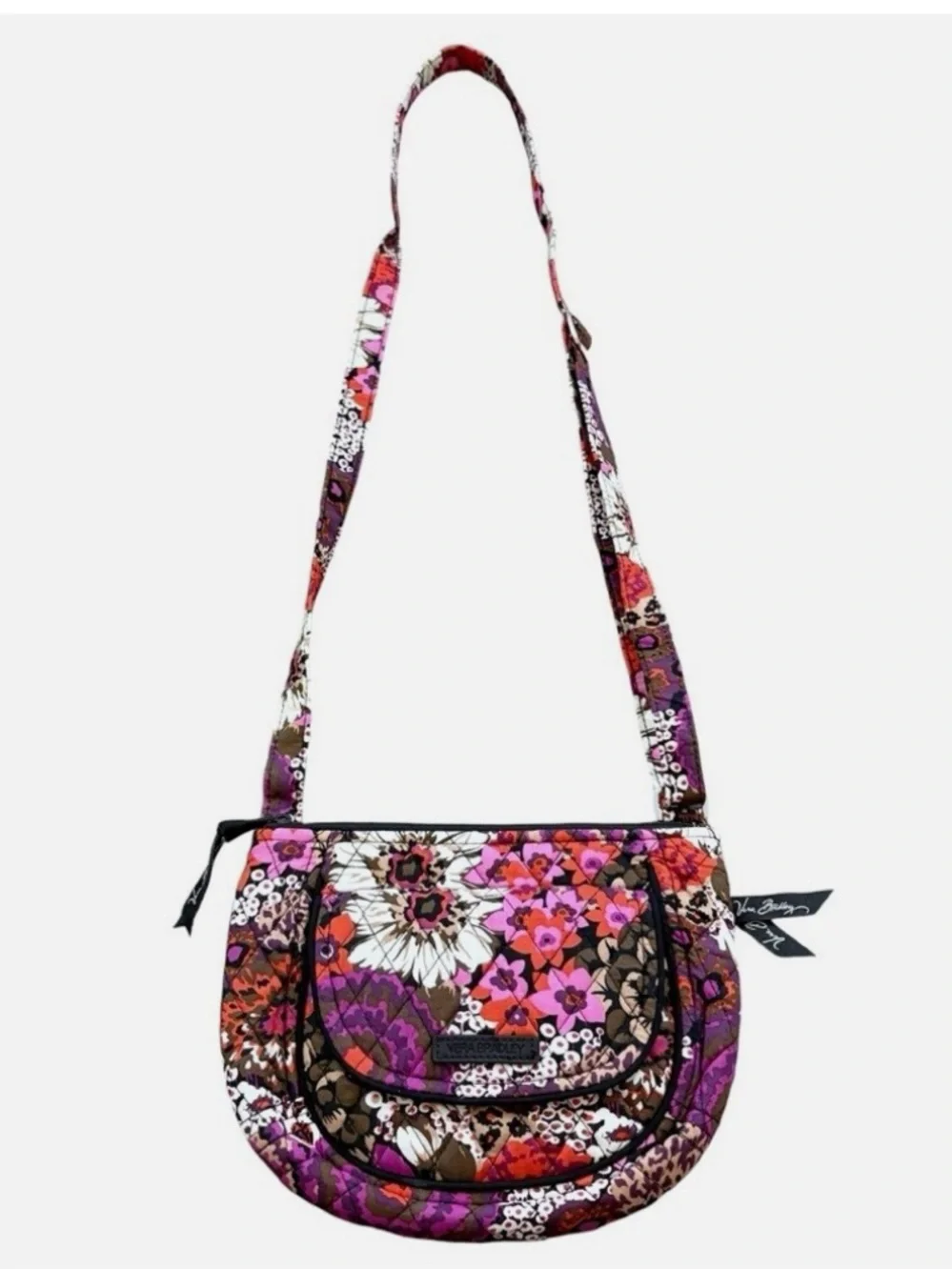 Vera Bradley Floral Quilted Crossbody in Purple, Pink & Brown